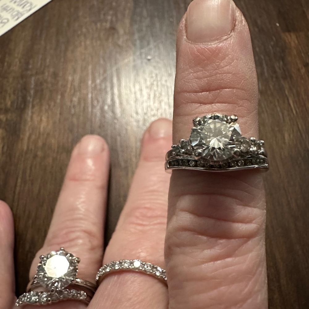 14kt 2ct tw lab created diamond solitaire with hidden halo wedding set